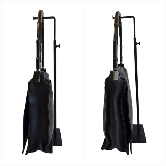 Gucci Black Leather Bamboo Top Handle Vintage Shoulder Bag - Picture 4 of 16